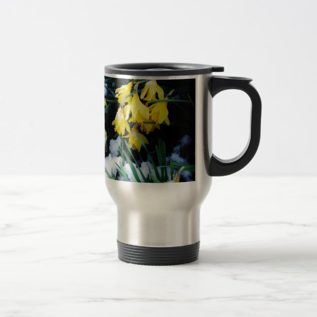 Mug De Voyage Jaune Daffodils fleurs dans la neige (Droit)