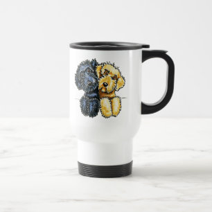 Mug De Voyage Jaune noir de Labradoodles aligné