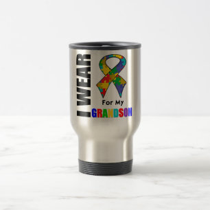 Mug De Voyage Je porte le ruban d'autisme pour mon petit-fils