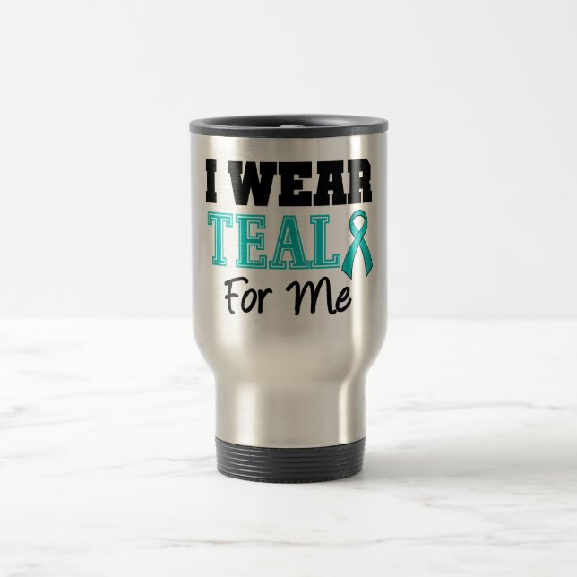 Mug De Voyage Je porte le ruban turquoise pour moi (Centre)