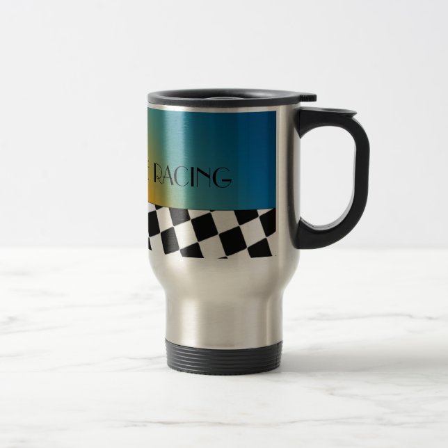 Mug De Voyage Je préfère courir À damiers design (Droit)