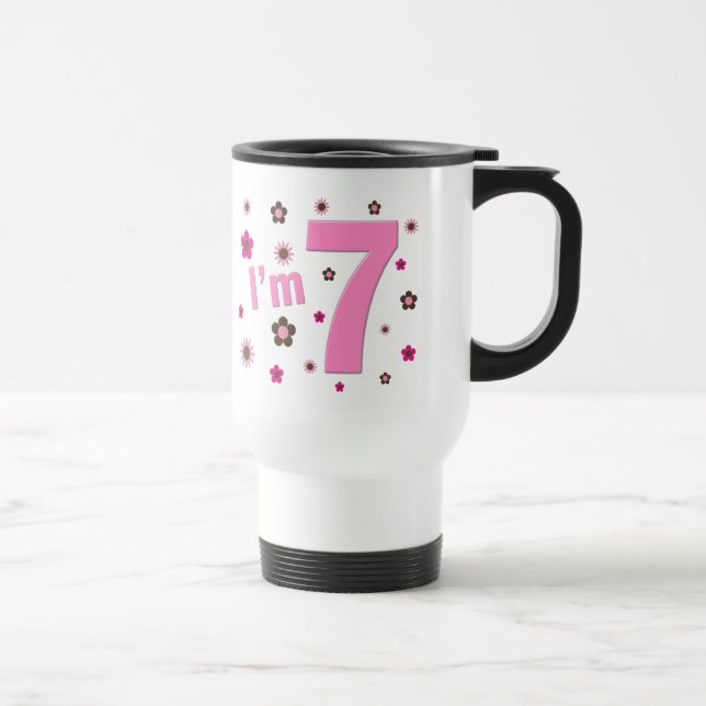Mug De Voyage Je suis 7 fleurs de rose et de brun (Droite)