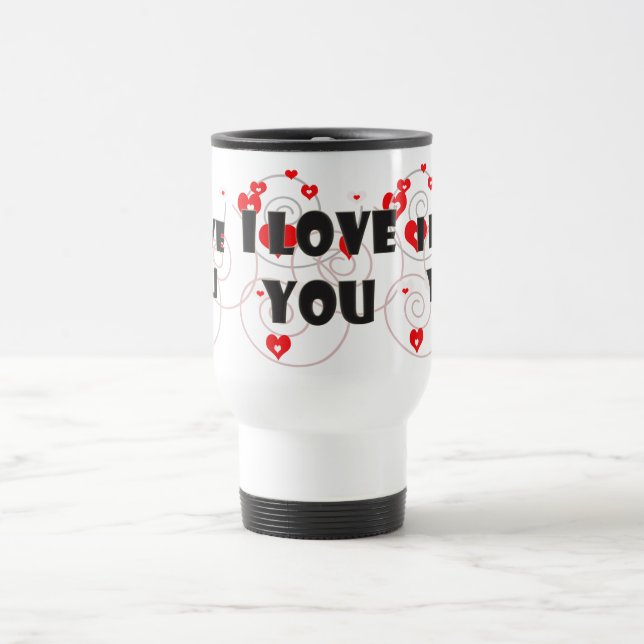 Mug De Voyage Je t'aime coeur valentin rouge et blanc (Centre)