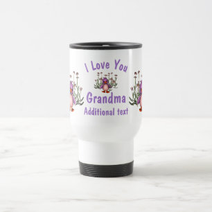 Mug De Voyage Je T'Aime Grand-Mère Mignonne Fleurs d'Oiseaux Per