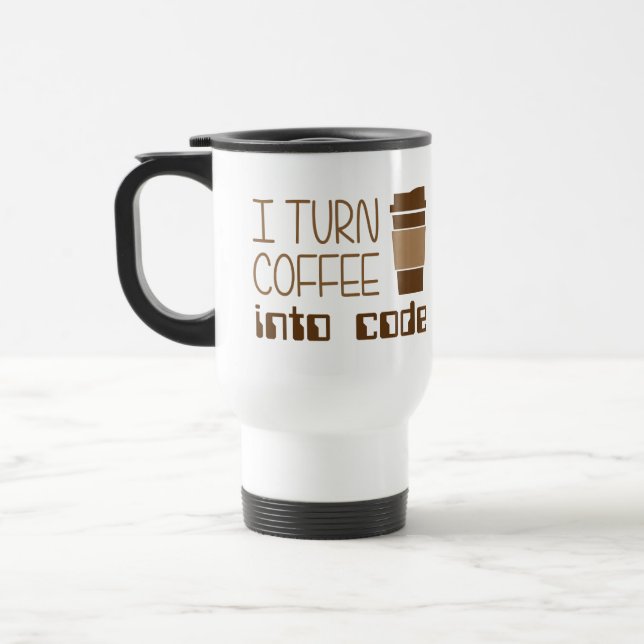 Mug De Voyage Je transforme le café en code de programmation (Gauche)
