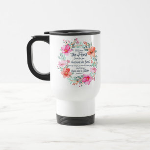 Mug De Voyage Jeremiah 29:11 Car je connais les Plans Pink Flora