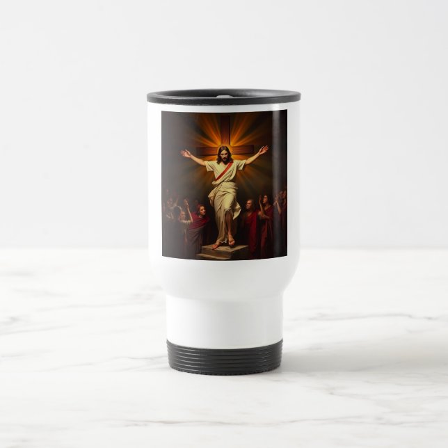 Mug De Voyage Jésus Christ est ressuscité Mug Voyage (Centre)