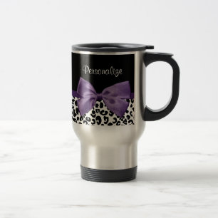 Mug De Voyage Jeune Empreinte de léopard, Joli Ruban Violet, No