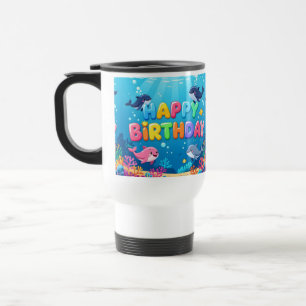 Mug De Voyage Joli Anniversaire dauphin marin
