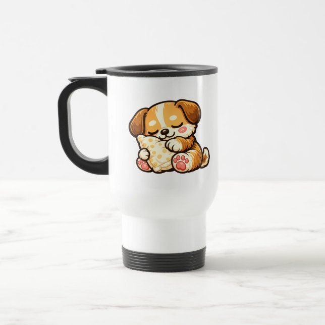 Mug De Voyage Joli chiot endormi avec oreiller (Gauche)