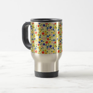 Mug De Voyage Joli délicat floral mignon sur jaune pastel