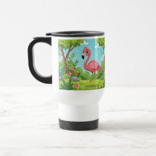 Mug De Voyage Joli flamant rose vif dans le jardin