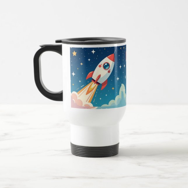 Mug De Voyage Joli fusée spatiale qui décolle (Gauche)