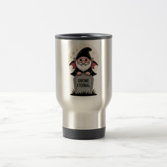 Mug De Voyage Joli gnome vampire de dessin animé debout devant u (Centre)