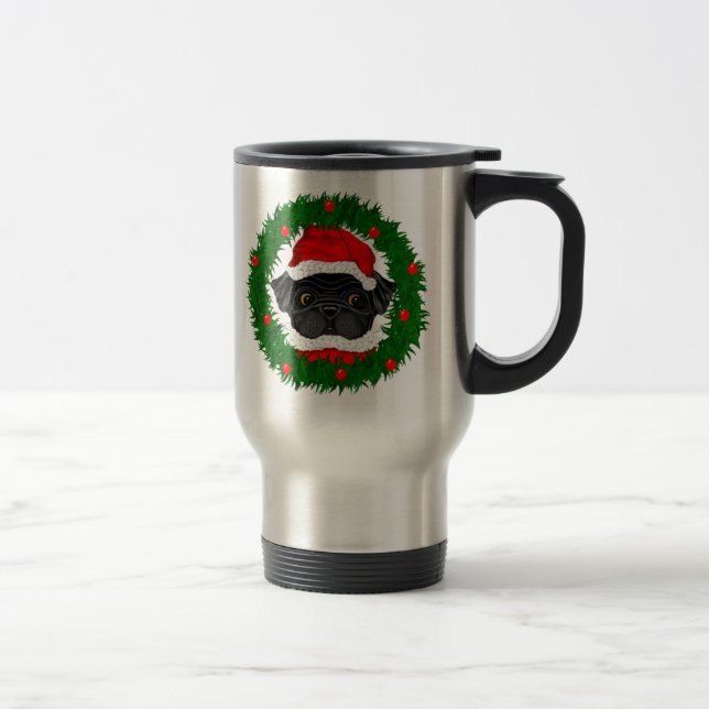Mug De Voyage Joli Noël Carlin noir Père Noël en couronne (Droit)