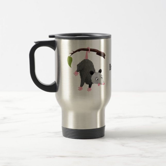 Mug De Voyage Joli opossum accroché à la branche dessin animé (Gauche)