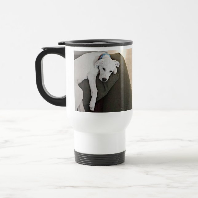 Mug De Voyage Joli Reste Fatigué Chiot Blanc (Gauche)