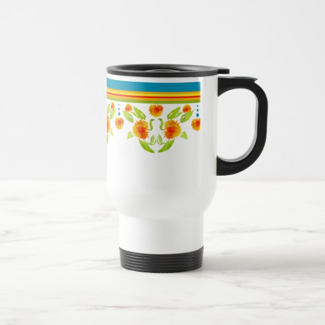 Mug De Voyage Joli style champêtre Marigolds Bordure Voyage Mug (Droite)