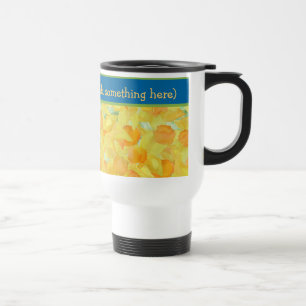 Mug De Voyage Jolie aquarelle Daffodiques dorées avec bande bleu