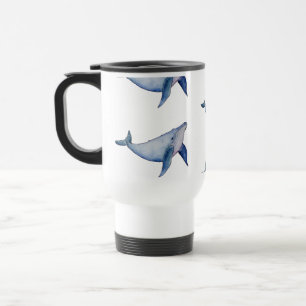Mug De Voyage Jolie baleine d'aquarelle Coupe de café réutilisab