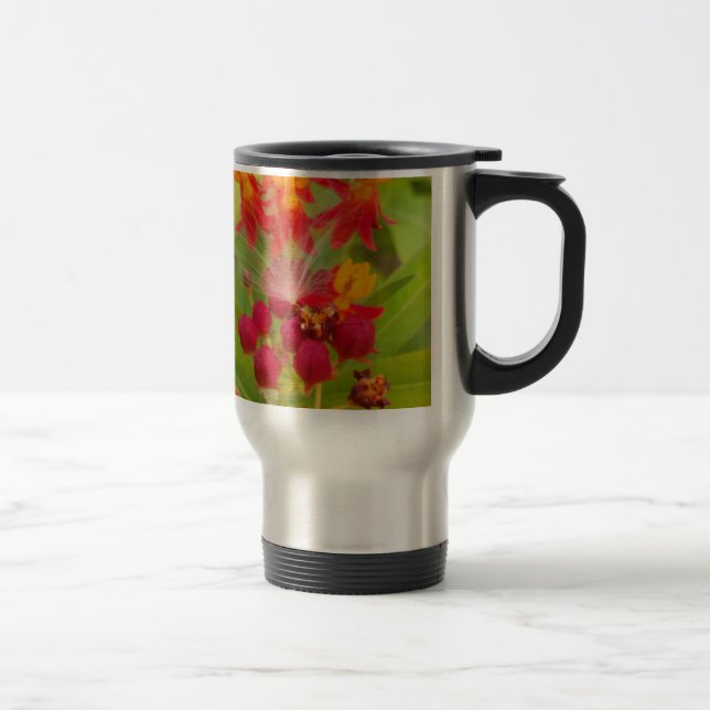 Mug De Voyage Jolie florale colorée avec Milkweed Art Imprimer (Droit)
