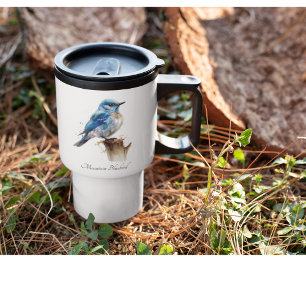 Mug De Voyage Jolie petite merlette des montagnes aquarelle, per