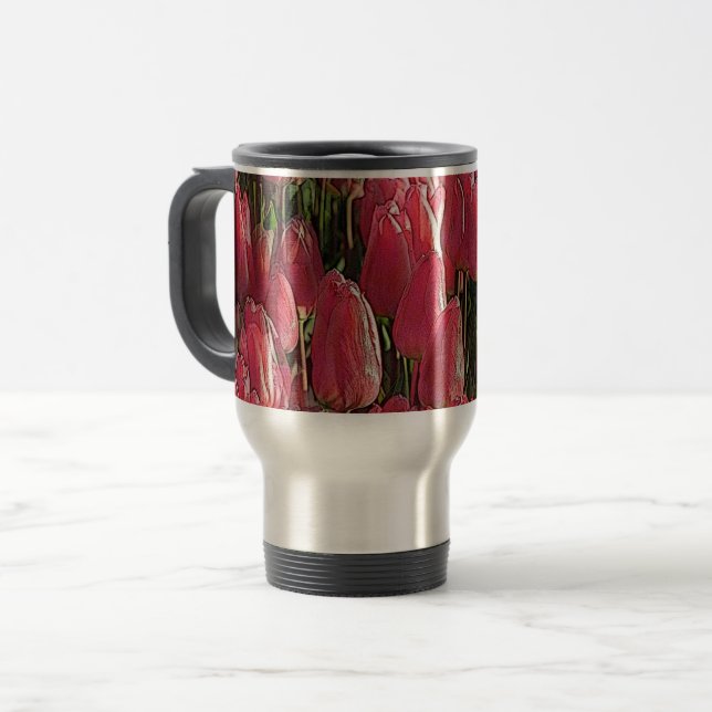 Mug De Voyage Jolie tulipe rose (Devant gauche)