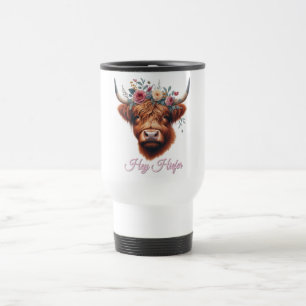 Mug De Voyage Jolie vache des hautes terres florale/printanière