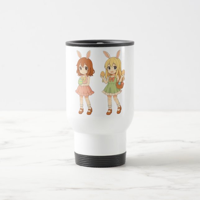 Mug De Voyage Jolies filles lapins de Pâques d'anime (Centre)