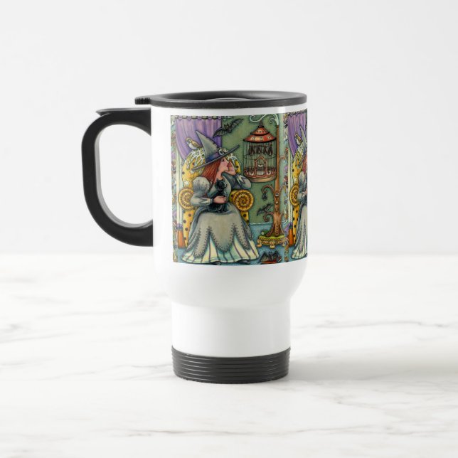 MUG DE VOYAGE JOLIMENT WITCH, CHAT & SES ANIMAUX, CAGE DE MAIN,  (Gauche)