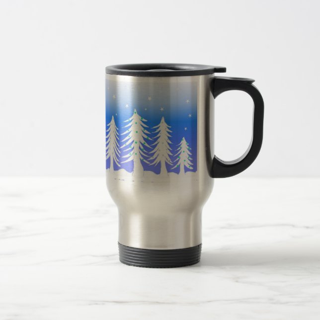 Mug De Voyage Jolis sapins de Noël givrés (Droit)