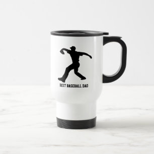 Mug De Voyage Joueur de baseball noir Silhouette Texte personnal
