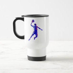 Mug De Voyage Joueur de basket Slam Dunk, Red and Blue Design