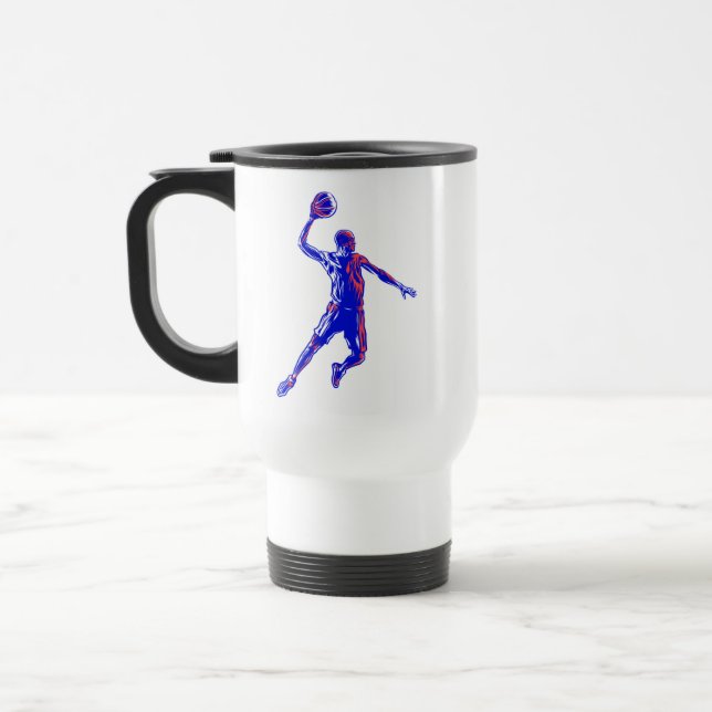 Mug De Voyage Joueur de basket Slam Dunk, Red and Blue Design (Gauche)