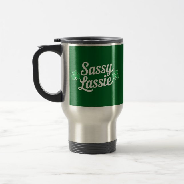 Mug De Voyage Jour de la Saint Patrick Sassy Lassie Funny Irish (Gauche)