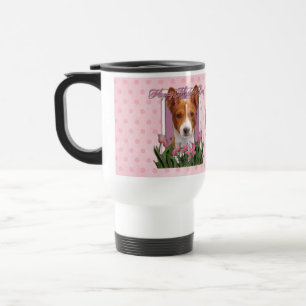 Mug De Voyage Jour de mères - tulipes roses - Basenji