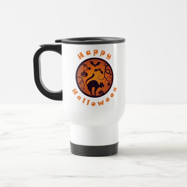 Mug De Voyage Joyeuse lanterne d'Halloween araignées et chauves- (Gauche)