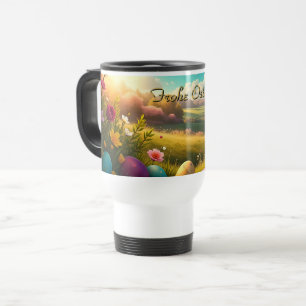 Mug De Voyage Joyeuses Pâques dans un paysage printanier