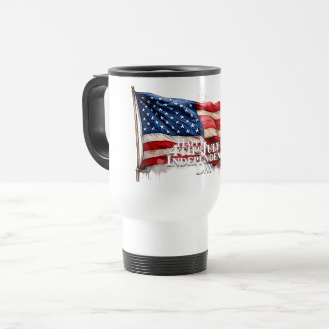 Mug De Voyage Joyeux 4 juillet - Jour de l'Indépendance (Devant gauche)