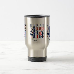 Mug De Voyage Joyeux 4 juillet rouge blanc et bleu