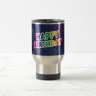 Mug De Voyage Joyeux anniversaire, design de texte coloré