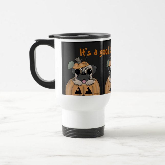 Mug De Voyage Joyeux Carlin d'Halloween dans Jack O'Lantern (Gauche)