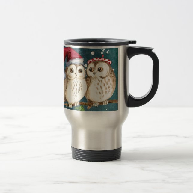 Mug De Voyage Joyeux Chouettes de Noël (Droit)