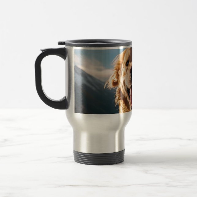 Mug De Voyage Joyeux Golden Retriever en cours (Gauche)