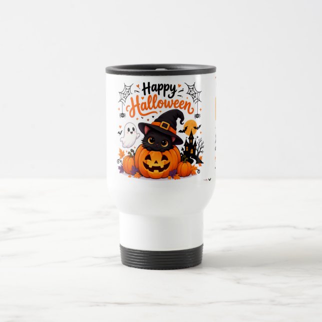 Mug de voyage Joyeux Halloween Chat Mignon  (Centre)