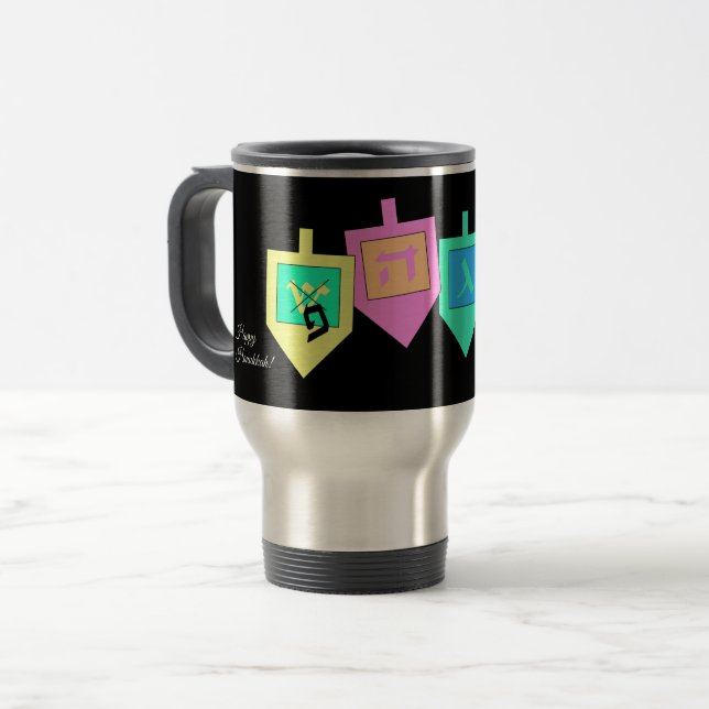 Mug De Voyage Joyeux Hanouka Anglais Hébreu (Devant gauche)