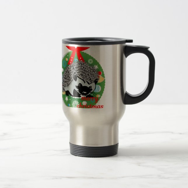 Mug De Voyage joyeux hérisson de noël (Droit)
