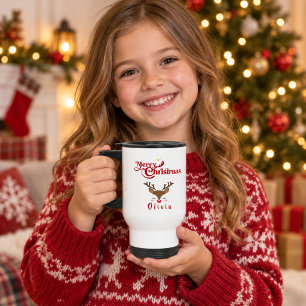 Mug De Voyage Joyeux Noël au renne mignon personnalisé