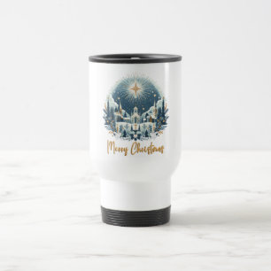 Mug De Voyage Joyeux Noël Bleu & Musique Or