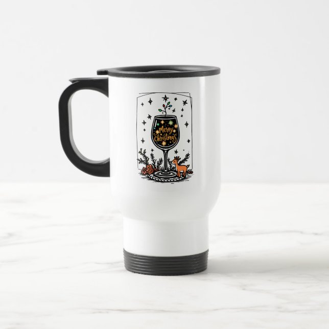 Mug De Voyage Joyeux Noël dans un verre de vin (Gauche)